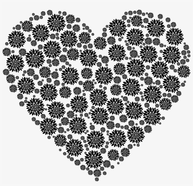 Petals Heart Black And White Library - Cuff Bracelet Personalized, Mums Black Pattern Scroll, transparent png download