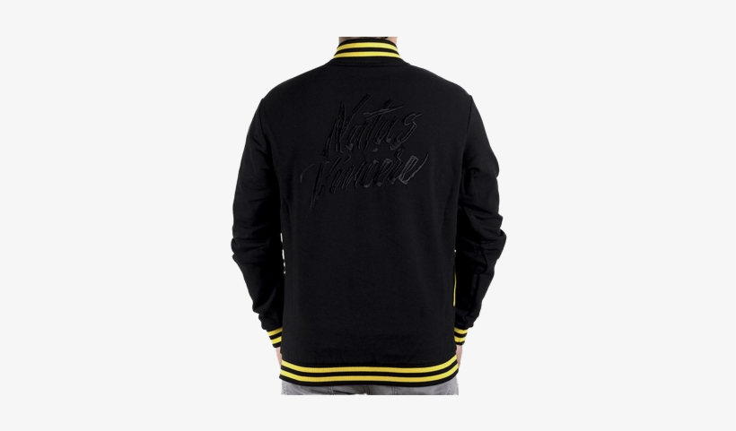 Navi Varsity Black Yellow Jacket Back-400x400 - Clothing, transparent png download