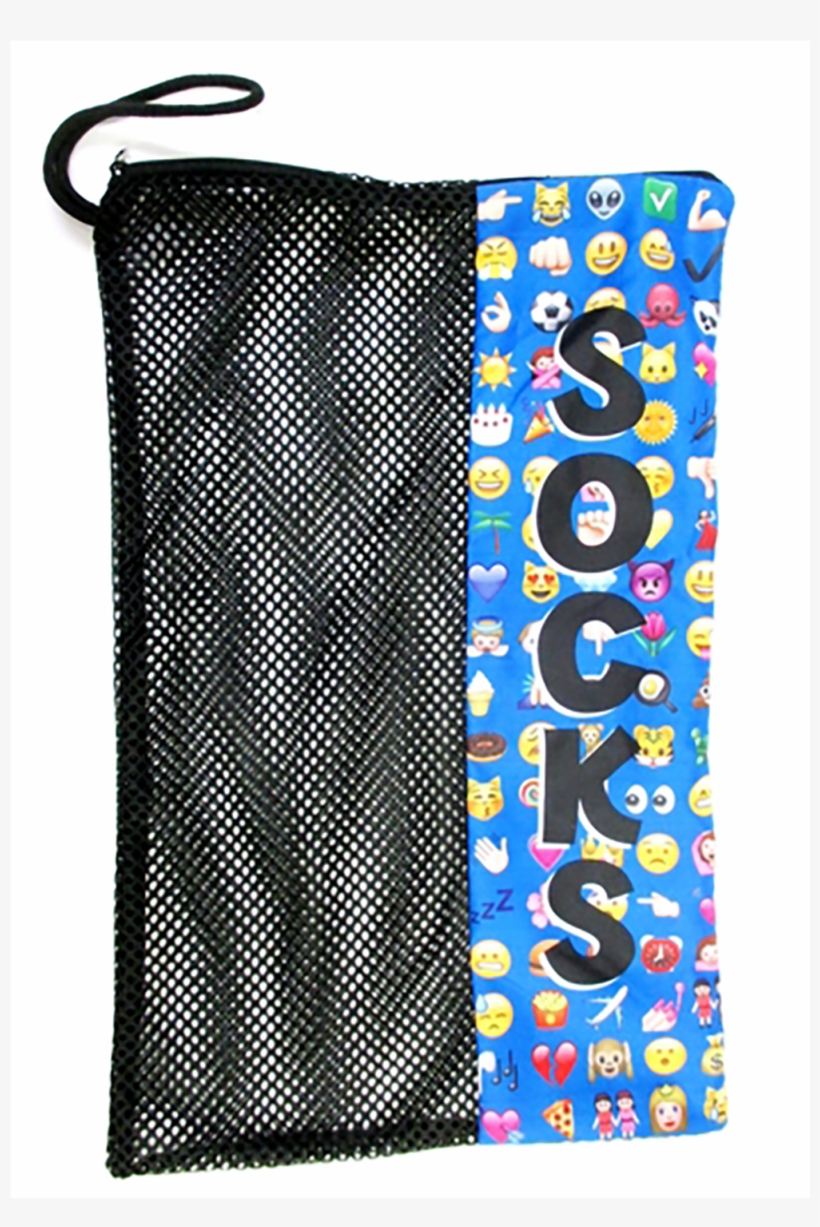 Confetti And Friends Emoji Sock Bag - Gilbin Matching Mesh Laundry Or Sock Bag I Blue Emoji, transparent png download