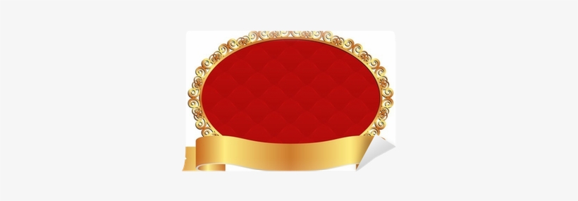 Red Background With Golden Ribbon Wall Mural • Pixers® - Oval Banner Vector, transparent png download