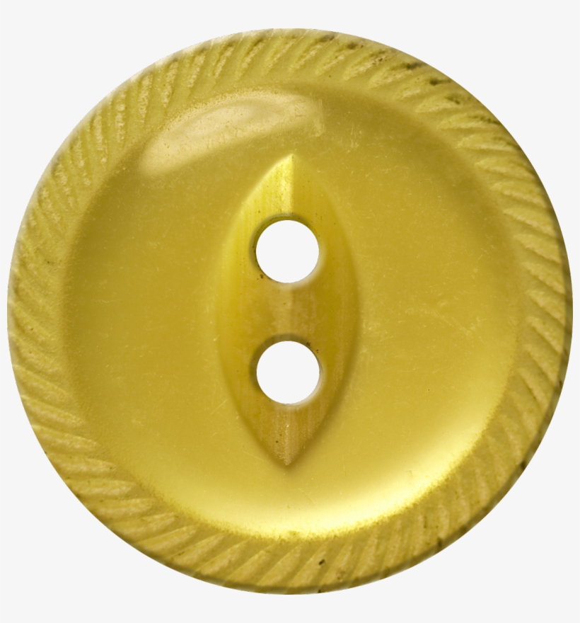 Button With Incised Border And Almond-shaped Center, - Yellow Button Transparent, transparent png download