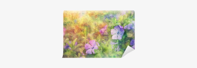Blue Cute Flowers And Watercolor Smudges Wall Mural - Watercolor Painting, transparent png download
