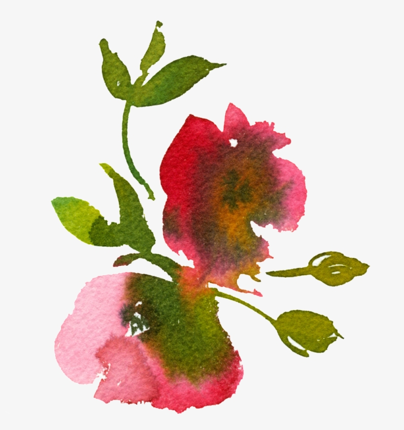 Hand Painted Smudged Watercolor Flower Png Transparent - Watercolor Painting, transparent png download