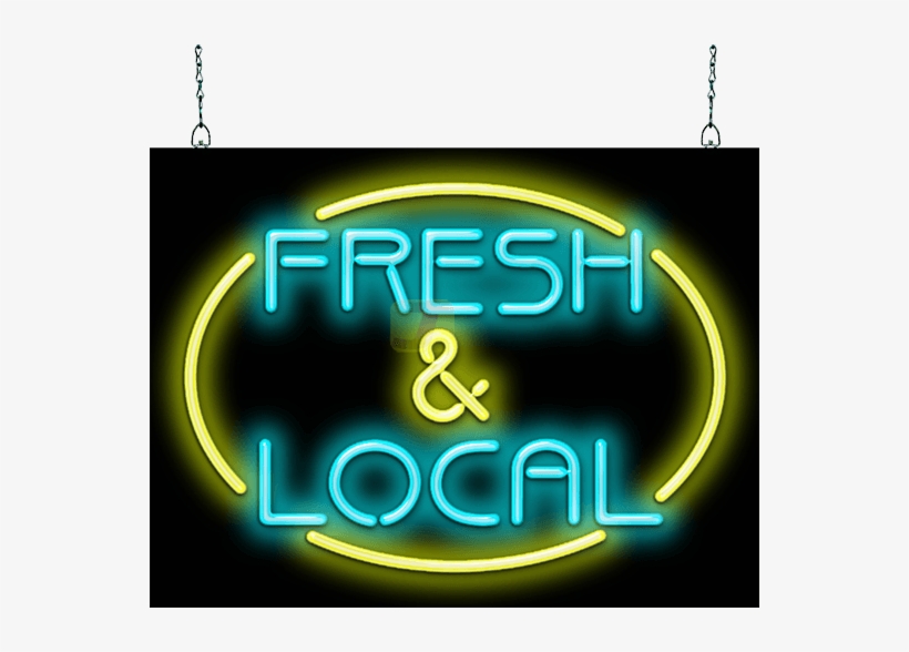 Fresh & Local With Round Border Neon Sign - Neon Sign, transparent png download