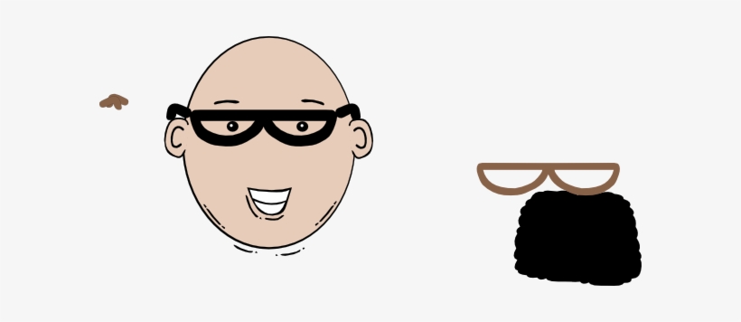 Bald Man Face Cartoon With Mustache Clip Art At Clker - Bald Man With Glasses Cartoon, transparent png download