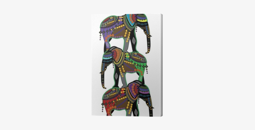 Circus Elephants In The Ethnic Style Canvas Print • - Vietsbay Woman Riding Elephant 3 Printed Canvas Tote, transparent png download
