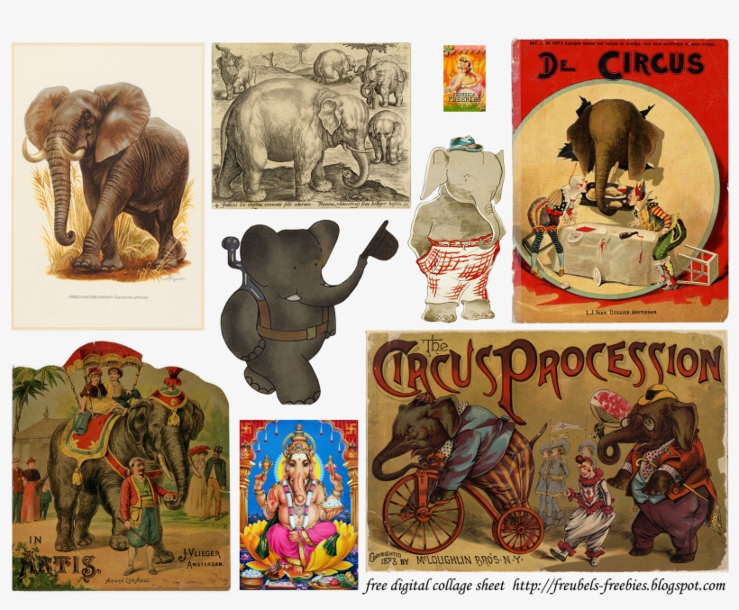 Collage Sheet Elephants Freubels-freebies - Art Print: The Circus Procession, 1888, 11x14in., transparent png download