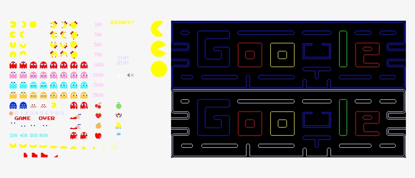 Sprites Used By The Pac-man Doodle - Pacman Sprite Sheet Png ...