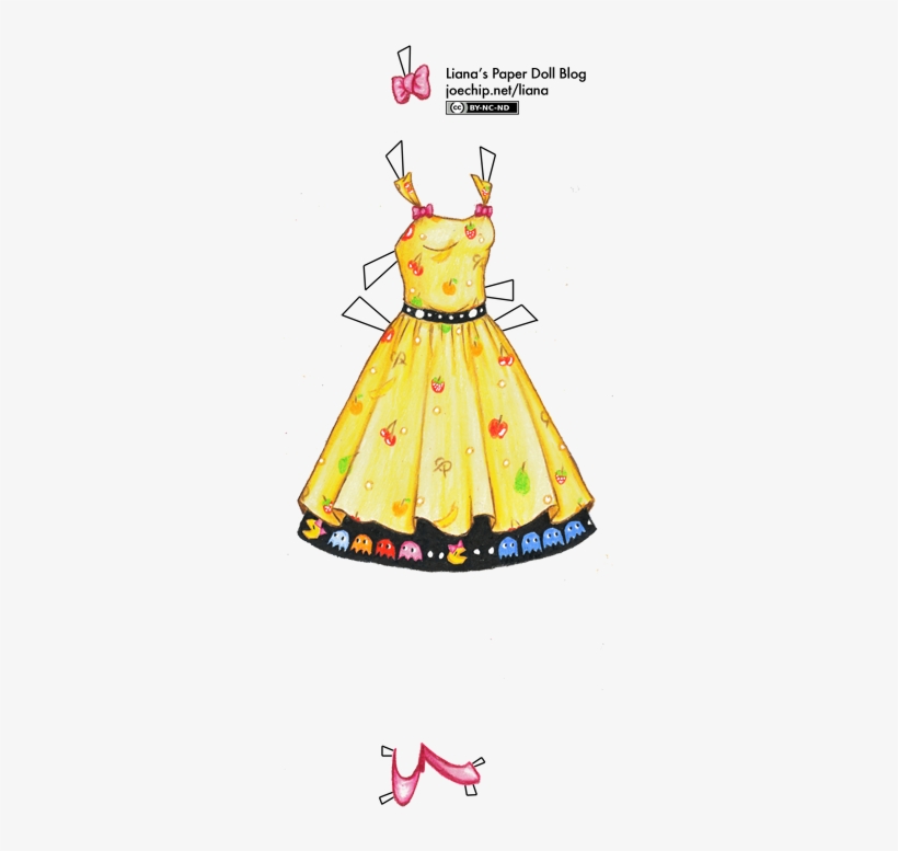 Retro Yellow And Black Mrs Pac Man Dress - Dress, transparent png download