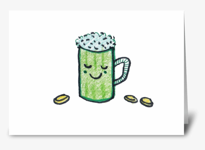 Green Beer Greeting Card - Illustration, transparent png download