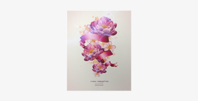 Colorful Floral Composition With Watercolor Splats - Vector Graphics, transparent png download