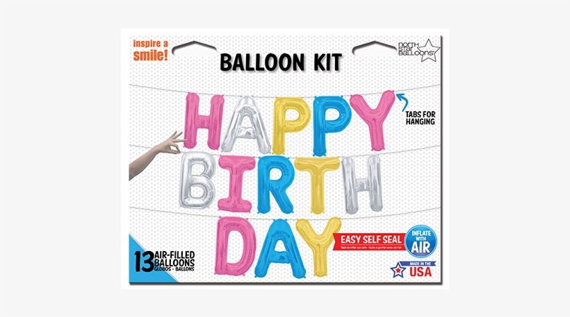 Multicolor Happy Birthday Balloon Kit Available At - Happy Birthday Kit - Multi Color Air-filled Foil Balloon, transparent png download
