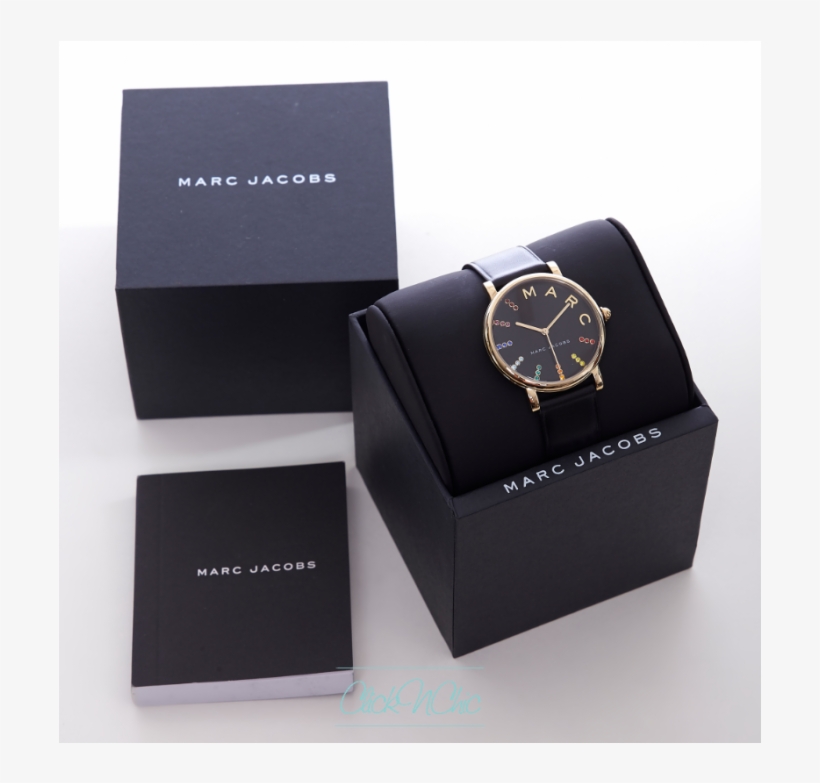 Marc Jacobs Mj1591 Classic Black Leather Charm Watch - Box, transparent png download