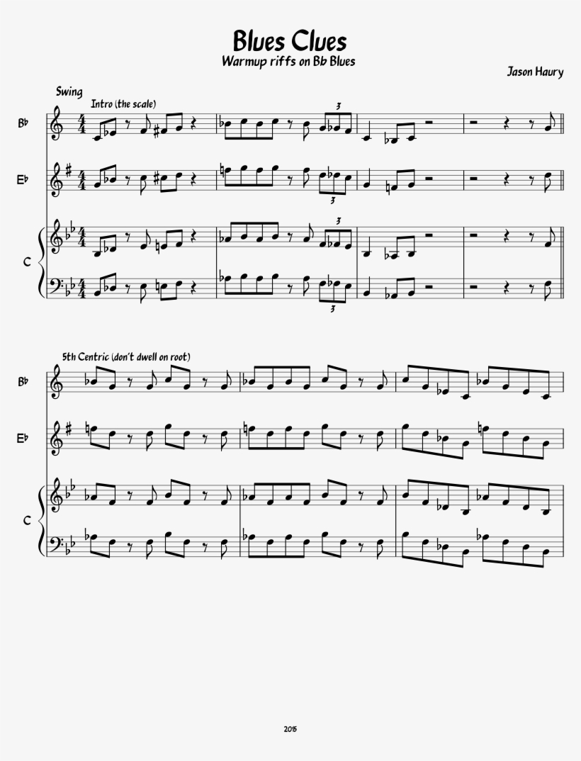 Blues Clues Sheet Music Composed By Jason Haury 1 Of - Document, transparent png download