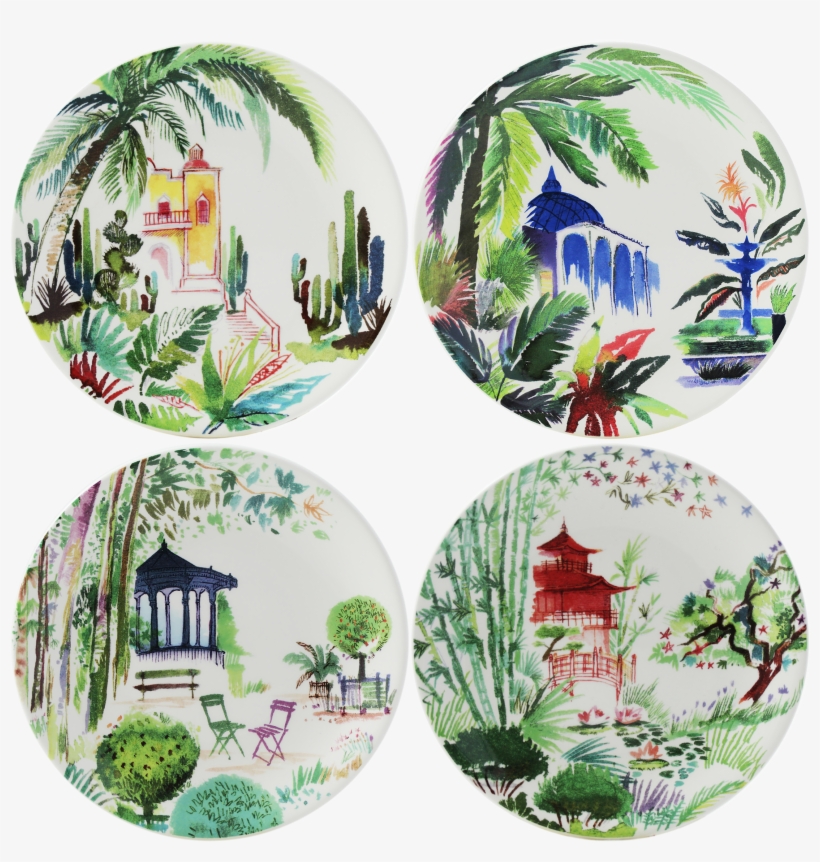 Assorted Canape Plates - Gien Jardins Extraordinaires Canape Plates - Set 4, transparent png download