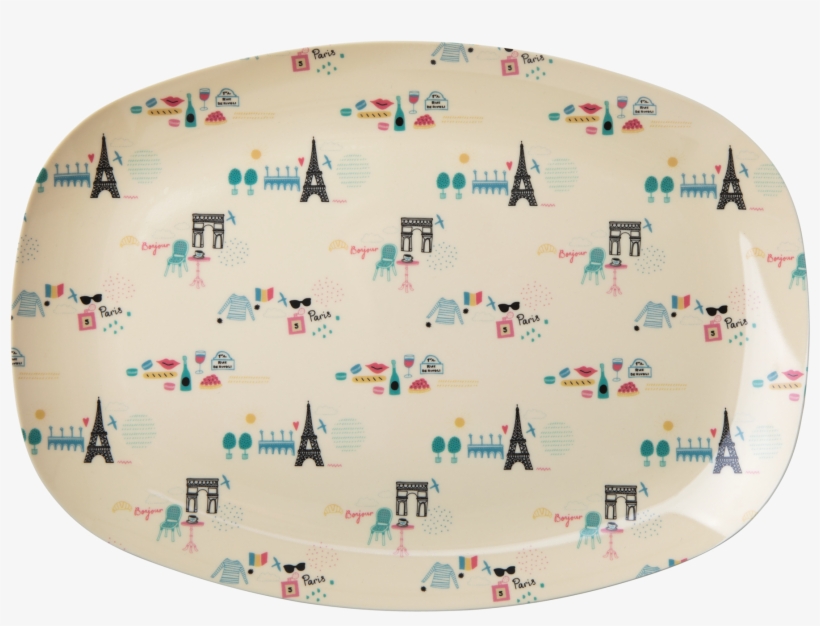 Rectangular Melamine Plate With Paris Print - Plate, transparent png download