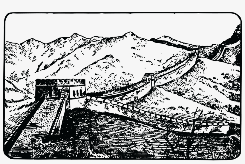 Free Clipart Of The Great Wall Of China - Muralla China En Blanco Y Negro, transparent png download