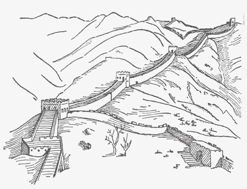 Clip Art Download Great Wall Of Tiananmen Square Temple - Great Wall Of China Black And White, transparent png download