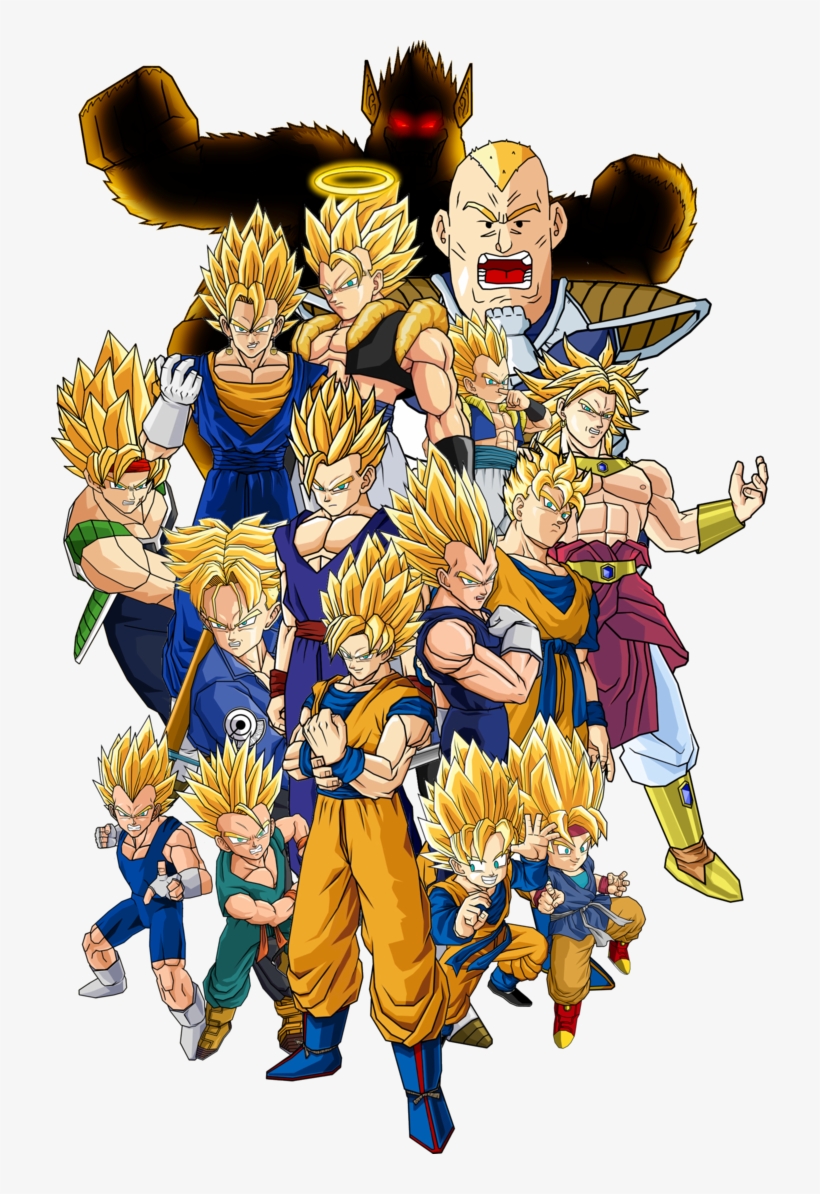 Greatest Sci Fi Warrior Race - All Saiyans In Super Saiyan, transparent png download