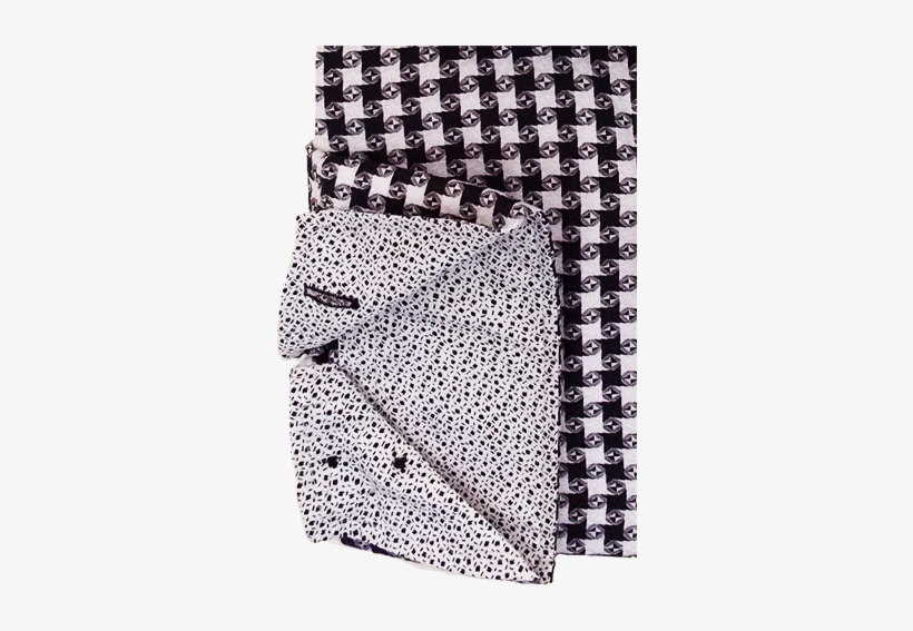 Flawless Fit Semi-spread Collar White & Black Swirls - Woman's Small Utility Cloth (servilleta), transparent png download