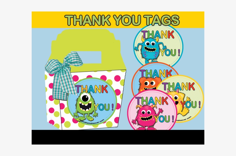Little Monster Favor Tags, Thank You Stickers Instant - Party, transparent png download