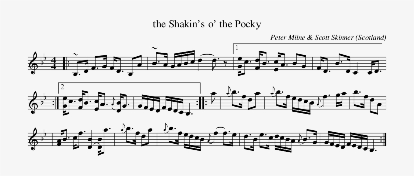Listen To The Shakin's O' The Pocky - Tarbolton Reel Sheet Music, transparent png download