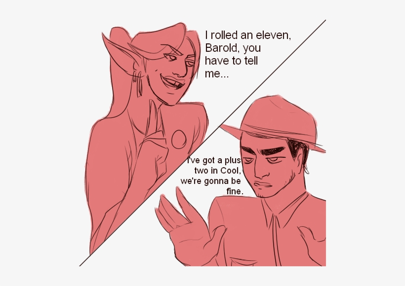 Two Monochromatic, Red Line Drawings Of Taako And Duck, - Cartoon, transparent png download