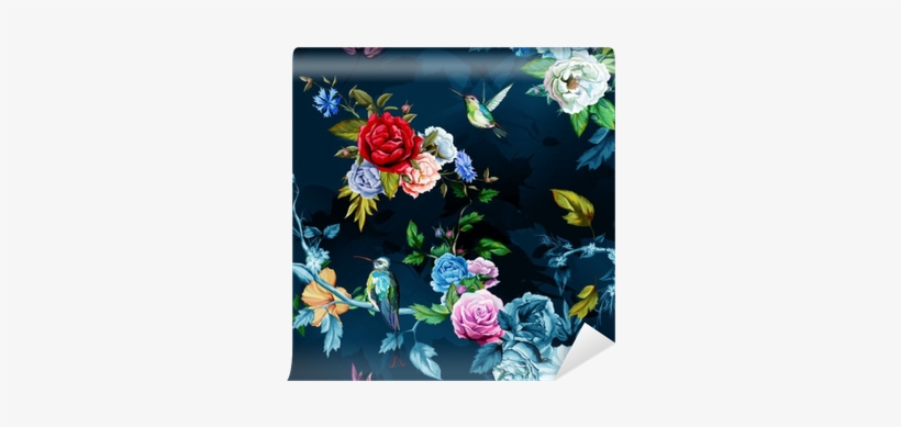 Humming Bird,wild Roses, Peony, Cornflower With Leaves - Hip Dekbedovertrek Chachou Katoensatijn 140 X 220 Cm, transparent png download