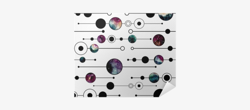Watercolor Circles With Galaxy, Dots And Lines Seamless - Watercolor Painting, transparent png download