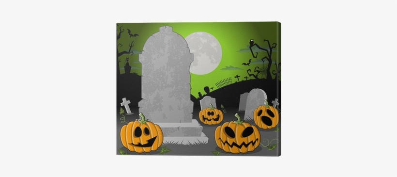 Halloween Cemetery With Tombs And Funny Cartoon Pumpkins - Plano De Fundo Animado Halloween, transparent png download