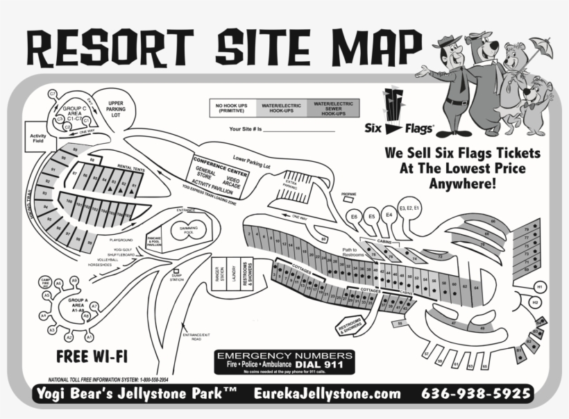Campground Map - Six Flags Yogi Bear, transparent png download
