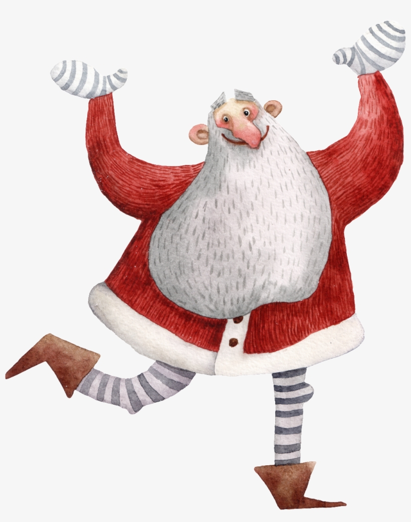 Hand-painted Happy Old Man Png Transparent Material - Santa Claus, transparent png download