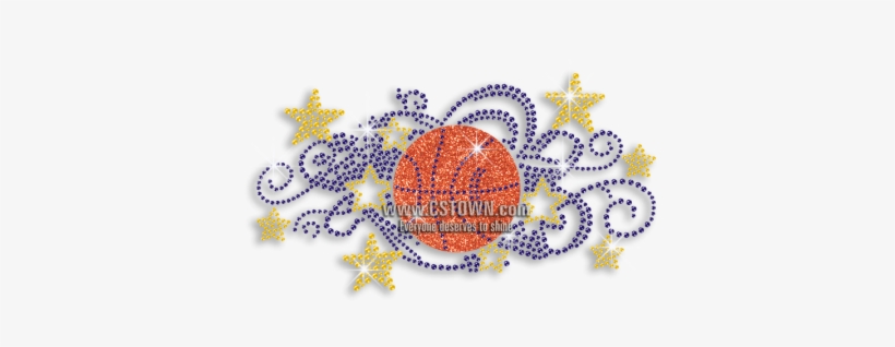 Colorful Basketball With Stars Iron-on Rhinestud Glitter - Needlework, transparent png download