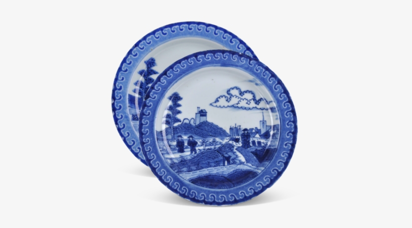 A Pair Chinese “scheveningen” Plates - Blue And White Porcelain, transparent png download