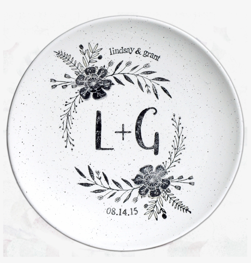 Personalized Anniversary Plate With Flower Design With - Basic Flower Black And White Out Lines Plates, transparent png download