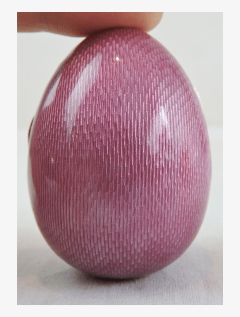 935 Sterling Silver Pink Enamel Guilloché Egg Shape - Silver, transparent png download
