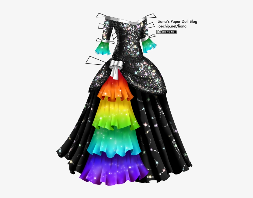 Click For Larger Version - Black And Rainbow Outfit, transparent png download
