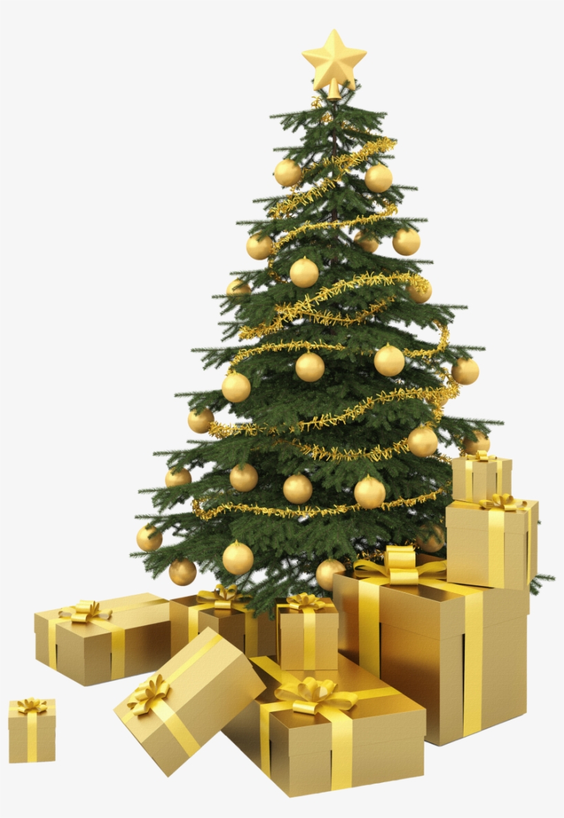 Chirstmas Tree With Presents Png Image - Wooden Christmas Pendants Animal Snowflake Cookies, transparent png download