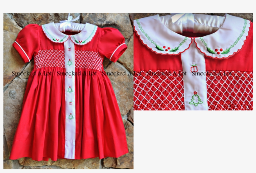 Christmas Classic Red Hand-smocked Embroidered Dress - Disney Mickey And Minnie Mouse Christmas Dress, transparent png download