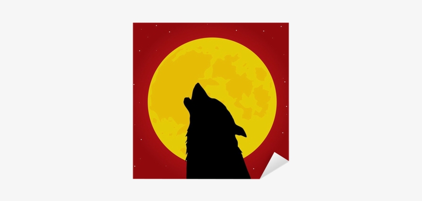 Werewolf Howls In Front Of The Moon Vector Sticker - Werewolf, transparent png download