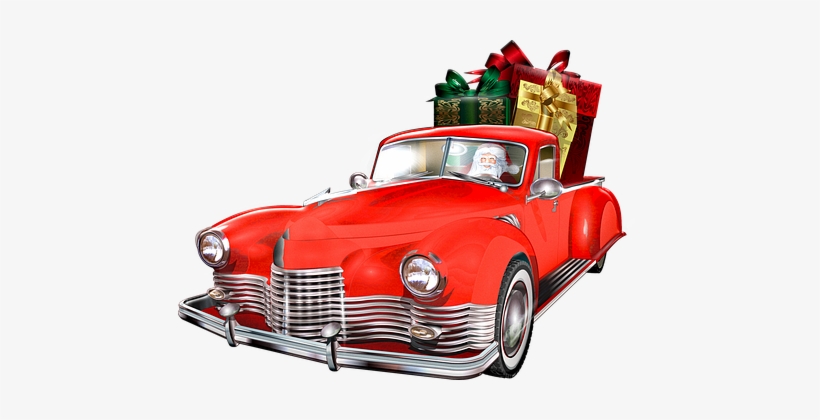 Christmas Car, Santa Claus, Presents - Christmas Day, transparent png download