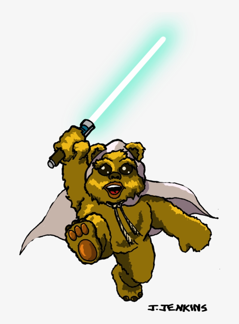 Ewok Jedi By J-jim On Deviantart Graphic Black And - Ewok Jedi, transparent png download