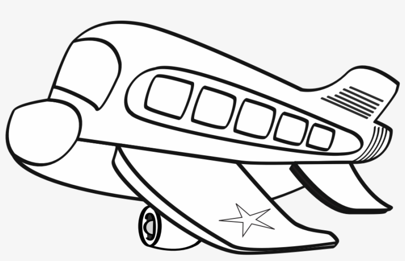 Aereo Militare Funny Airplane Black White Line Art - Clip Art Airplane Black And White, transparent png download