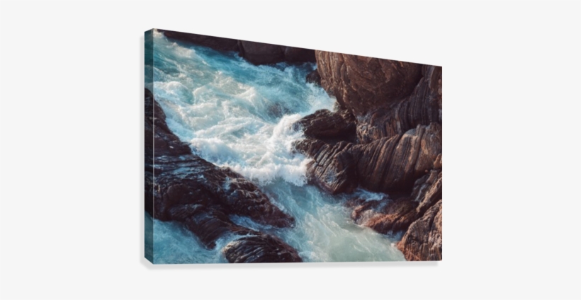 Sea Waves Crashing Against The Rocks Canvas Print - Stock Photography, transparent png download