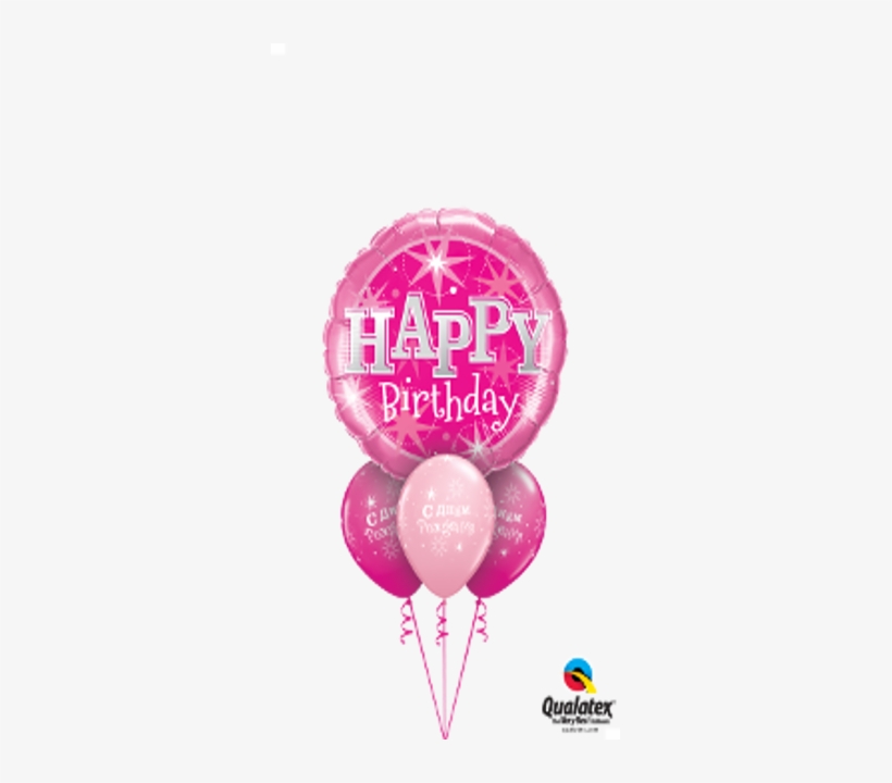 Pink Sparkle Birthday Bouquet - Hot Pink Sparkle Happy Birthday Foil Balloon, transparent png download