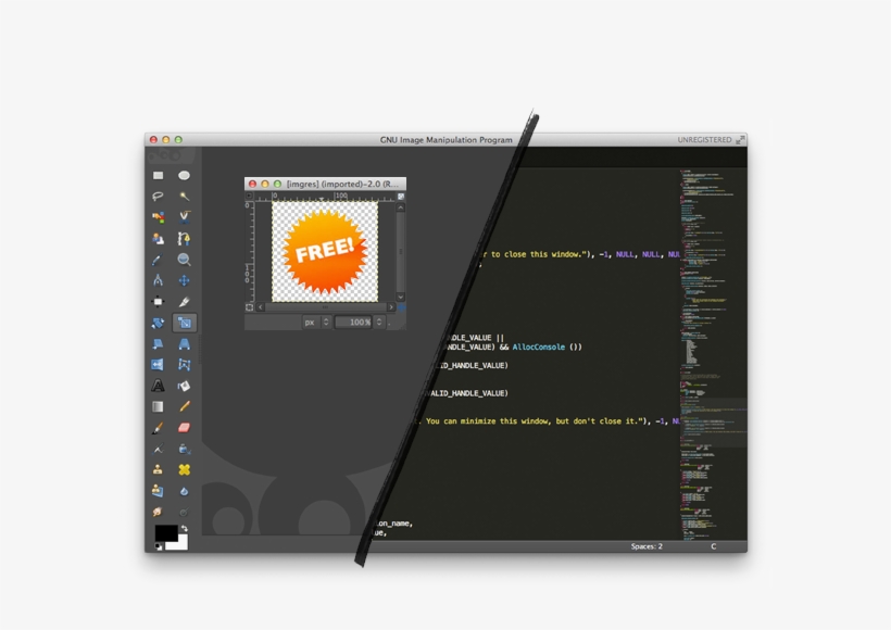 A Split Screen Of The Program And It's Open Source - Gimpshop Download, transparent png download