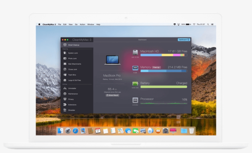 Cleanmymac 3 Has All The Tools You Need To Take Care - 15" Macbook Pro - Silver - Apple - Mjlq2zp/a, transparent png download