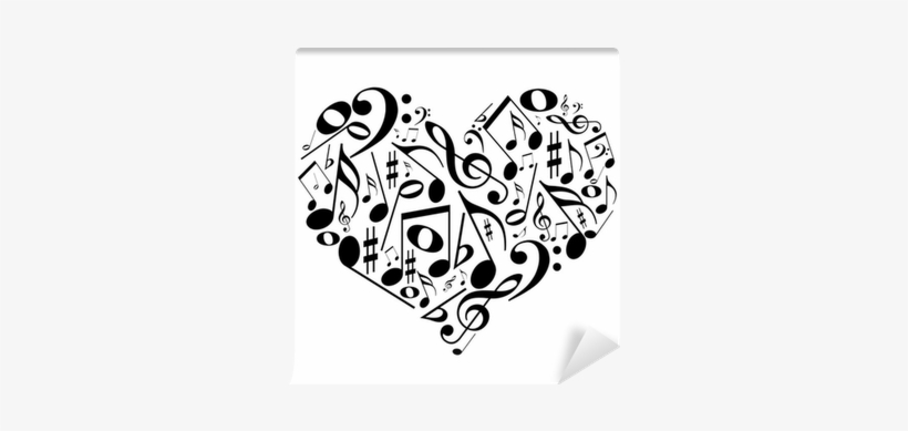 Coração Com Notas Musicais - Dibujos Con Signos Musicales, transparent png download
