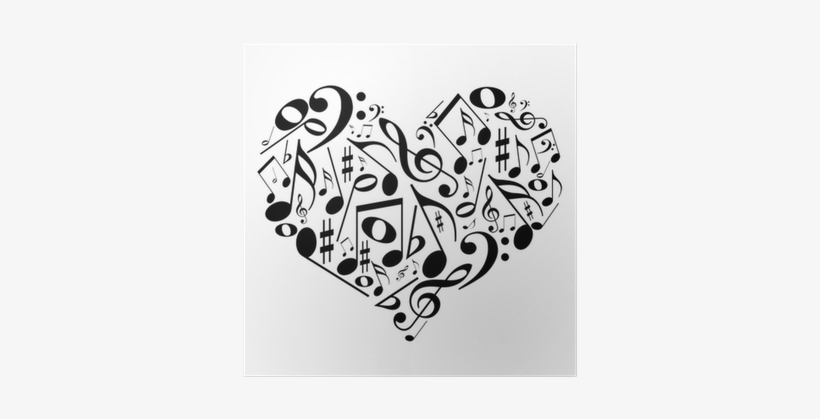 Coração Com Notas Musicais - Dibujos Con Signos Musicales, transparent png download