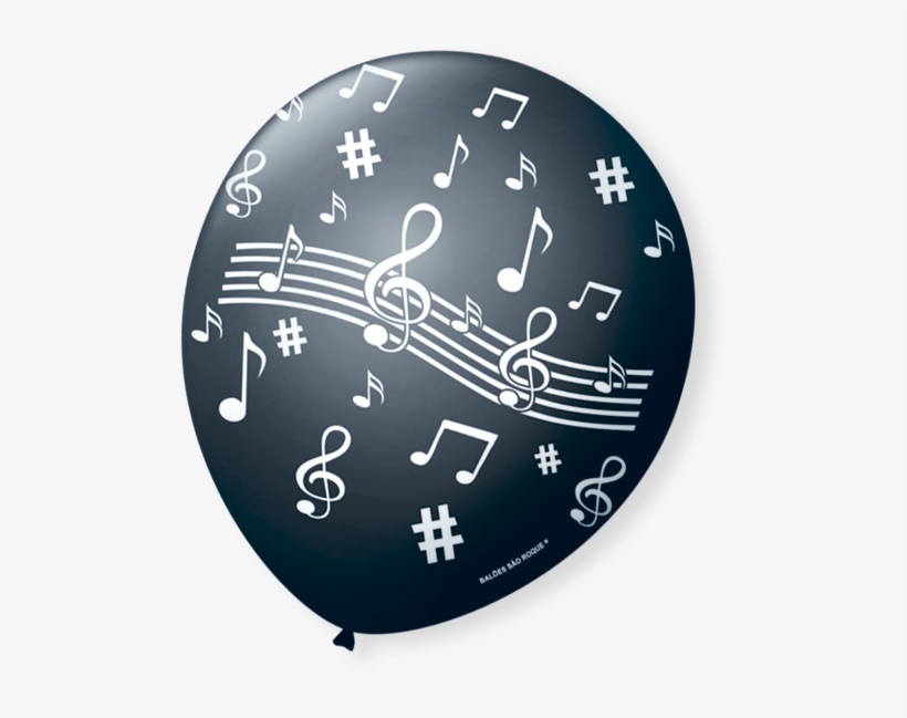 Balão Latex Nº9 - Balão São Roque No9 Notas Musicais Preto - 25 Unidades, transparent png download